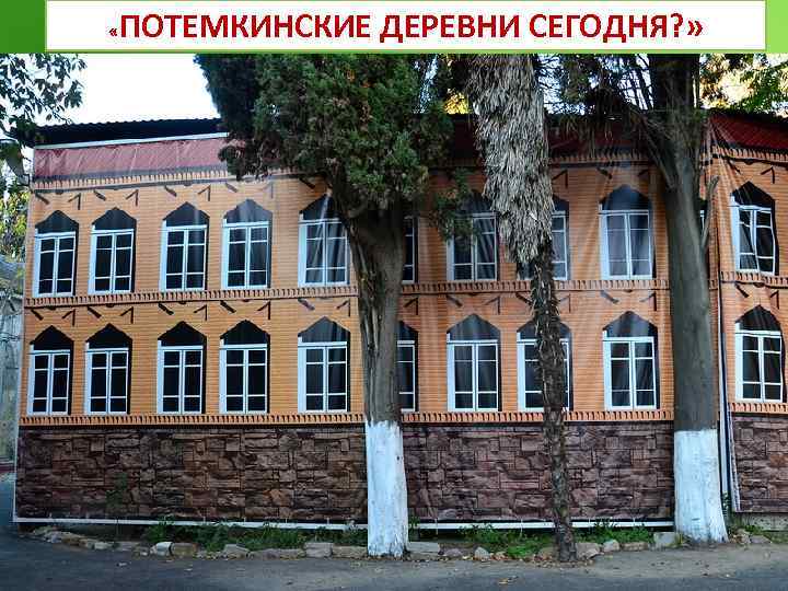  « ПОТЕМКИНСКИЕ ДЕРЕВНИ СЕГОДНЯ? » 