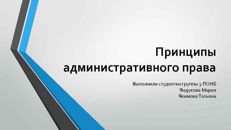 Принципы административного права Выполнили студентки группы 3 -ПОНБ Яндукова Мария Якимова Татьяна 