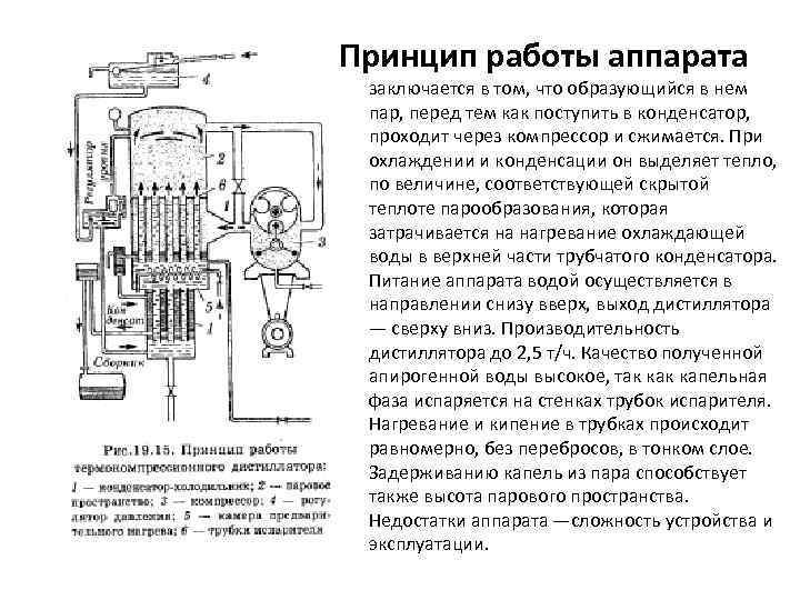 Принцип работы аппарата. Дистиллятор термокомпрессионный схема. Принцип работы термокомпрессионного аквадистиллятора. Термокомпрессионный аквадистиллятор схема. Трехступенчатый аквадистиллятор схема.