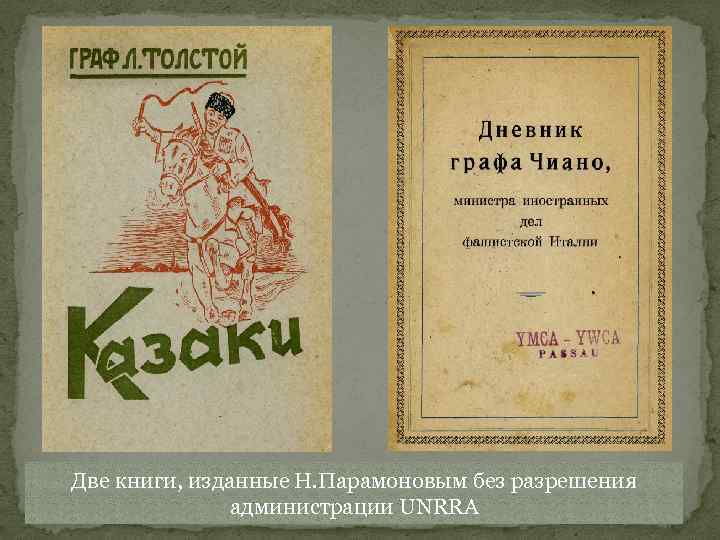 Две книги, изданные Н. Парамоновым без разрешения администрации UNRRA 