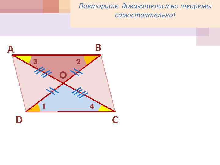 Повторите доказательство теоремы самостоятельно! В А 3 2 O 1 D 4 С 