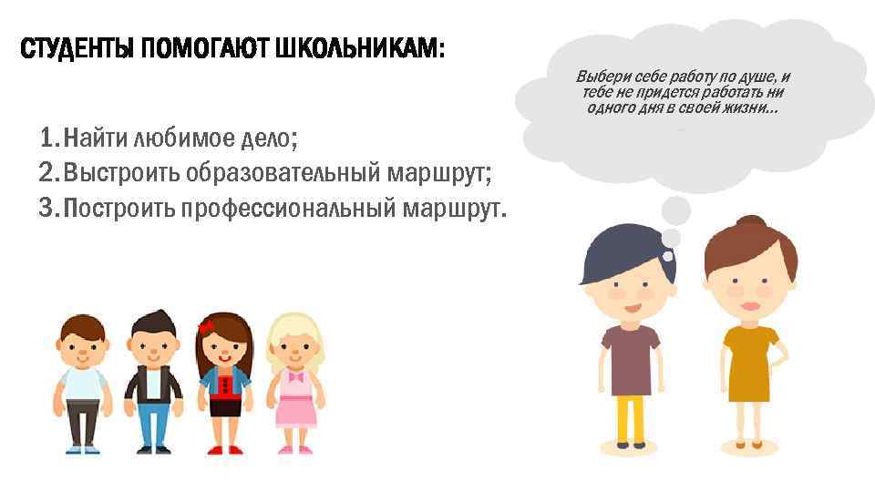 СТУДЕНТЫ ПОМОГАЮТ ШКОЛЬНИКАМ: Выбери себе работу по душе, и тебе не придется работать ни