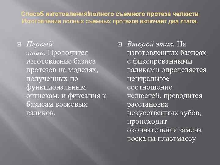 Способ изготовления полного съемного протеза челюсти Изготовление полных съемных протезов включает два этапа. Первый