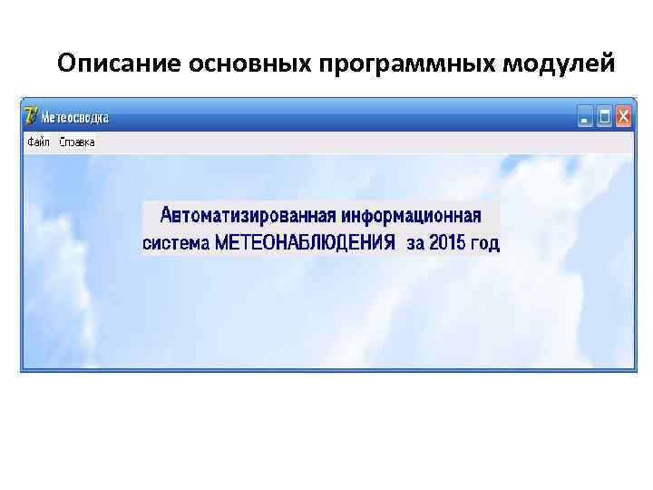 Описание основных программных модулей 