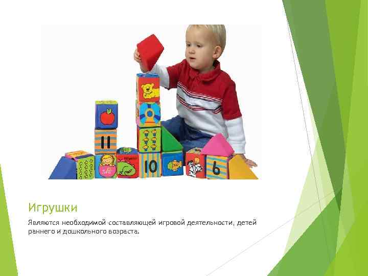 Игрушки Являются необходимой составляющей игровой деятельности, детей раннего и дошкольного возраста. 