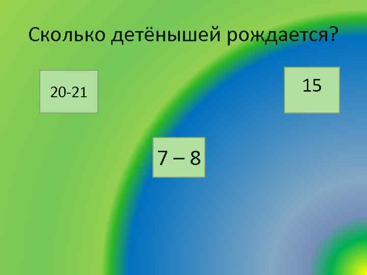 Сколько детёнышей рождается? 15 20 -21 7 – 8 