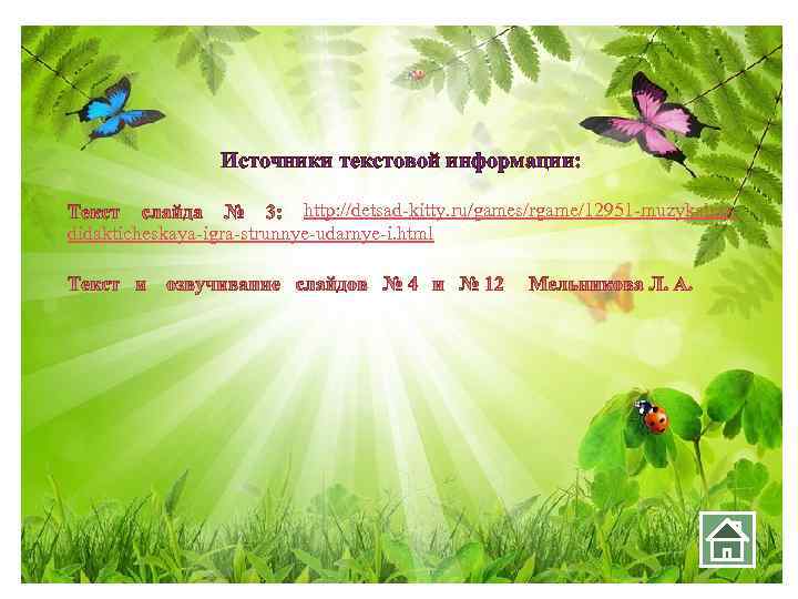 Источники текстовой информации: http: //detsad-kitty. ru/games/rgame/12951 -muzykalnodidakticheskaya-igra-strunnye-udarnye-i. html 