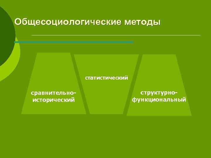 Общесоциологические методы статистический сравнительноисторический структурнофункциональный 