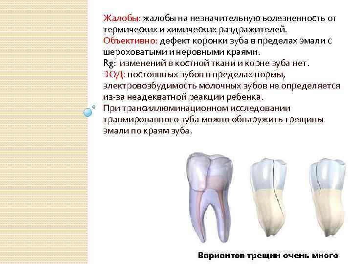 Признаки коронки зуба