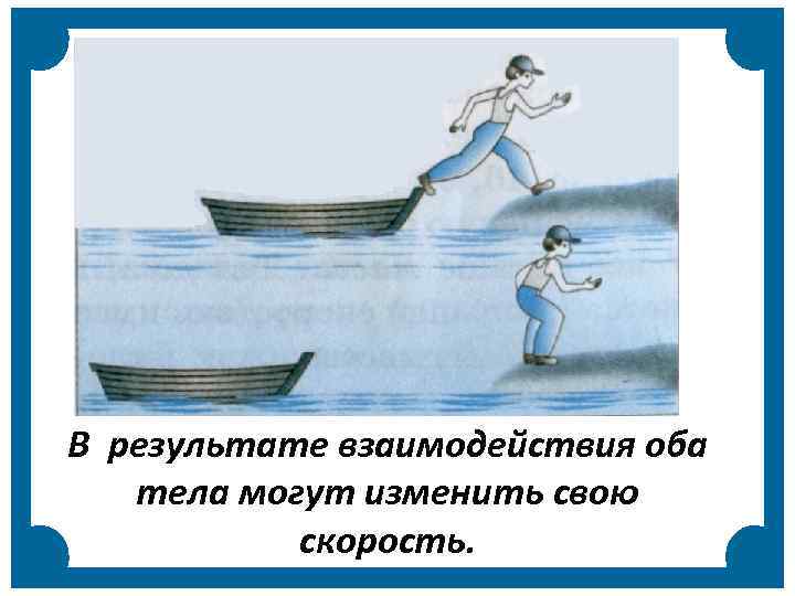 В результате взаимодействия оба тела могут изменить свою скорость. 