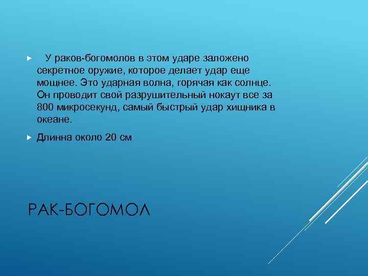  У раков-богомолов в этом ударе заложено секретное оружие, которое делает удар еще мощнее.