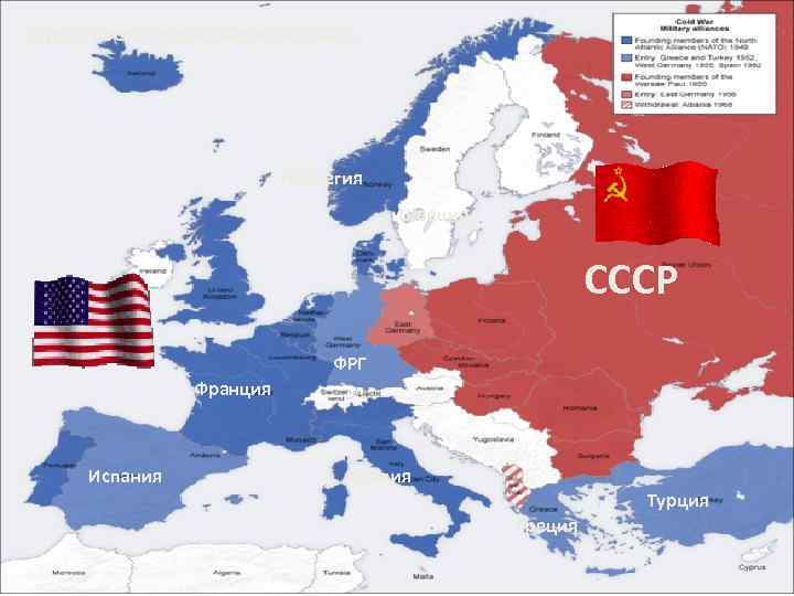 Европа после Второй мировой войны. Норвегия Швеция СССР ФРГ Франция Испания Италия Турция Греция