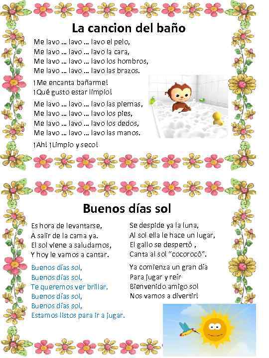 La cancion del baño Me lavo … lavo el pelo, Me lavo … lavo