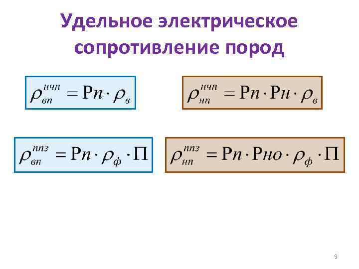 Удельное электрическое сопротивление пород 9 