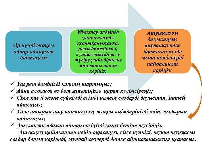 Әр күнді жақсы ойлар ойлаумен бастаңыз; Ұйықтар алдында қанша адамды қуантқаныңызды, ренжіткеніңізді, күлдіргеніңізді еске