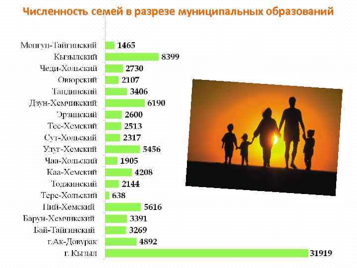 Количество семей в разрезе муниципальных образований Численность семей в разрезе муниципальных образований 