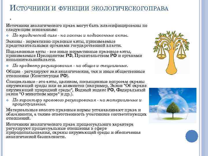 ИСТОЧНИКИ И ФУНКЦИИ ЭКОЛОГИЧЕСКОГО ПРАВА. Источники экологического права могут быть классифицированы по следующим основаниям: