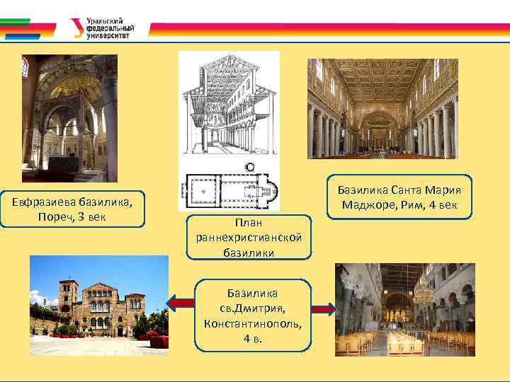 Евфразиева базилика, Пореч, 3 век Базилика Санта Мария Маджоре, Рим, 4 век План раннехристианской