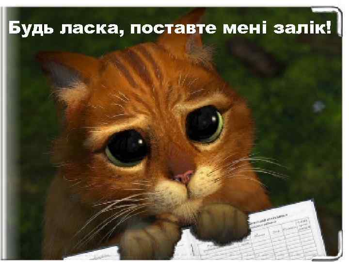 Будь ласка, поставте мені залік! 