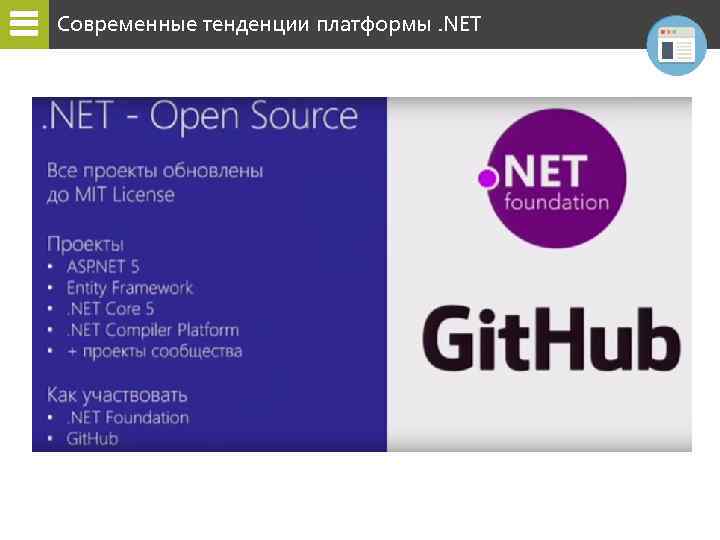 Современные тенденции платформы. NET 