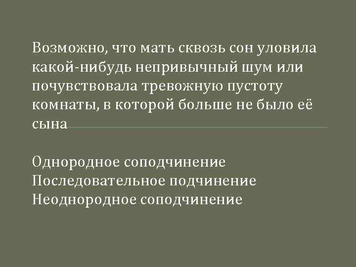 Возможно, что мать сквозь сон уловила какой-нибудь непривычный шум или почувствовала тревожную пустоту комнаты,