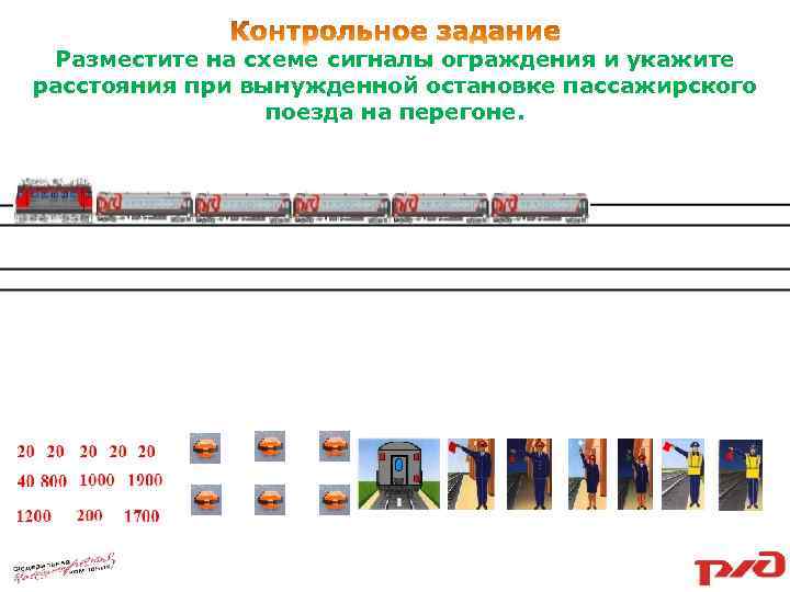 Схема ограждения грузового поезда при нарушении габарита