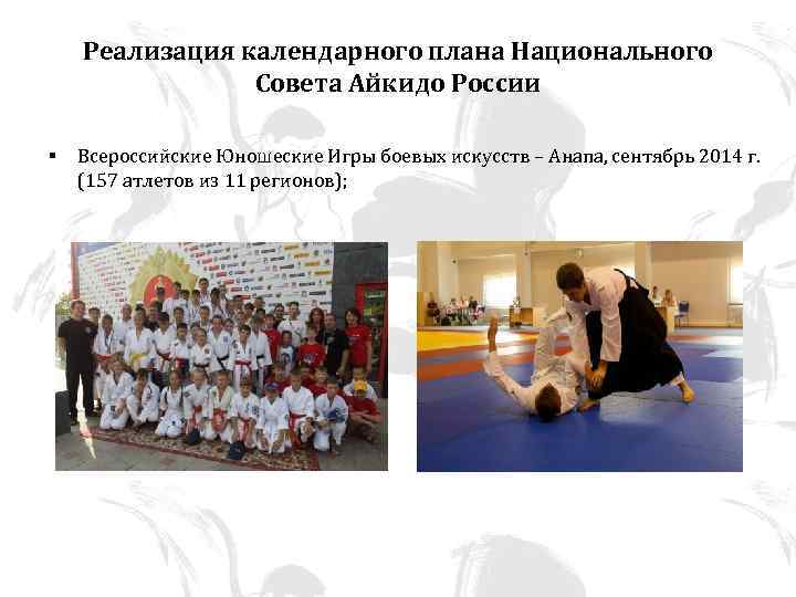 Реализация календарного плана Национального Совета Айкидо России § Всероссийские Юношеские Игры боевых искусств –