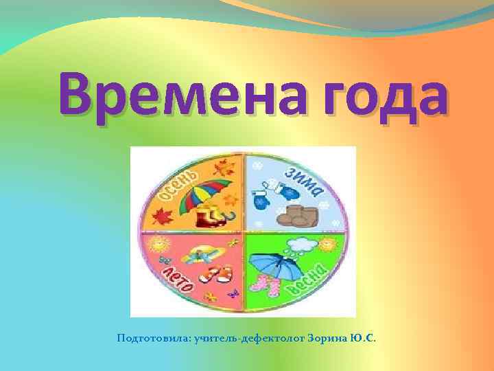 Времена года Подготовила: учитель-дефектолог Зорина Ю. С. 