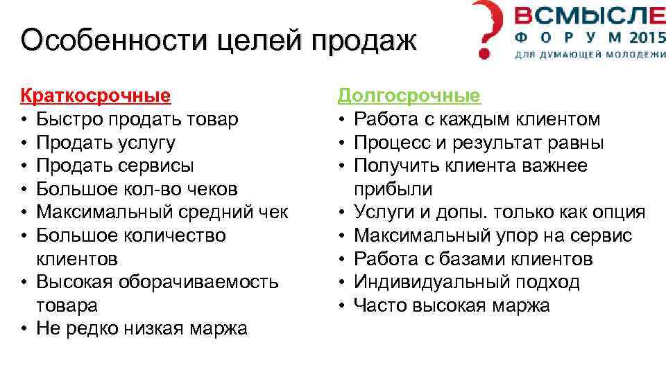 Цель продать