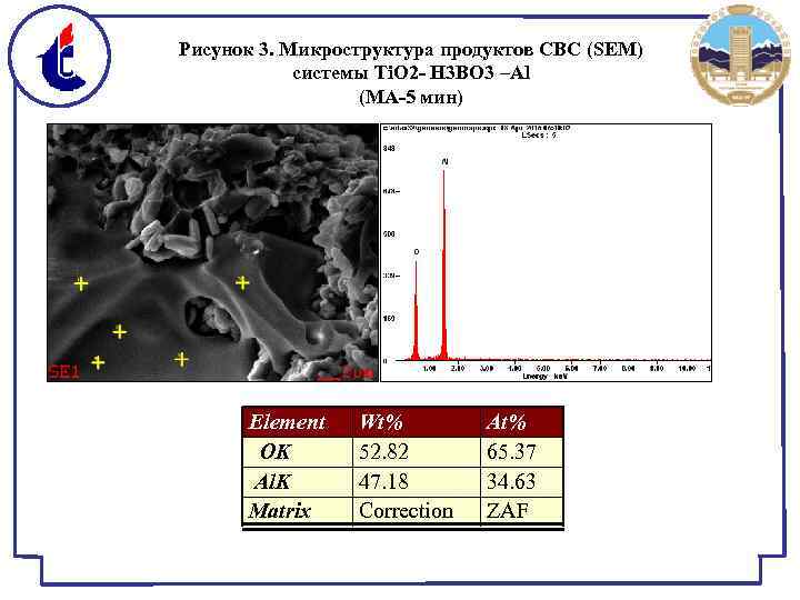 Рисунок 3. Микроструктура продуктов СВС (SEM) системы Ti. O 2 - H 3 BO