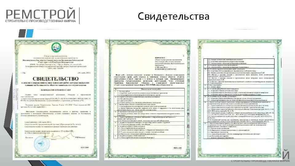 Свидетельства 