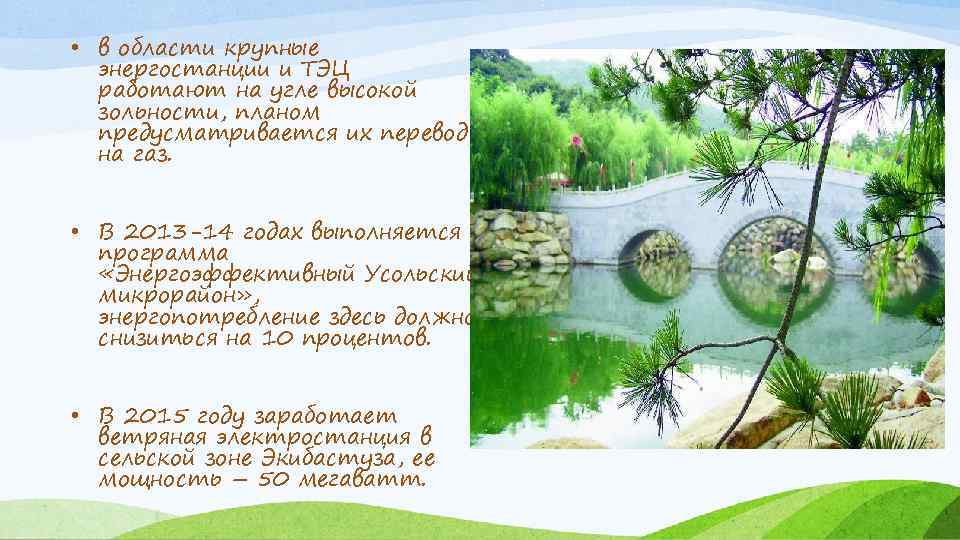  • в области крупные энергостанции и ТЭЦ работают на угле высокой зольности, планом
