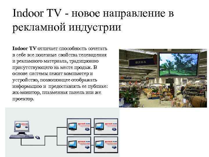 Indoor TV - новое направление в рекламной индустрии Indoor TV отличает способность сочетать в