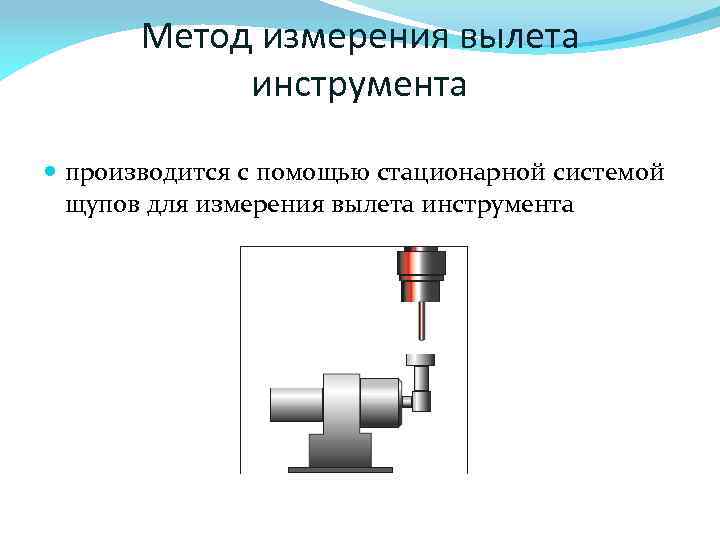Метод измерения вылета инструмента производится с помощью стационарной системой щупов для измерения вылета инструмента