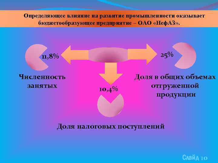 Определяющее влияние на развитие промышленности оказывает бюджетообразующее предприятие – ОАО «Неф. АЗ» . 25%