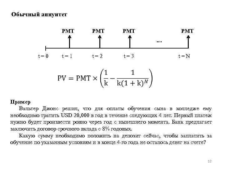 Анализируются два варианта накопления средств по схеме аннуитета