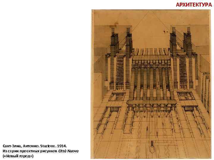 АРХИТЕКТУРА Сант-Элиа, Антонио. Stazione. 1914. Из серии проектных рисунков Città Nuova ( «Новый город»