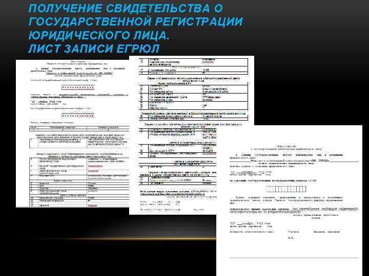 ПОЛУЧЕНИЕ СВИДЕТЕЛЬСТВА О ГОСУДАРСТВЕННОЙ РЕГИСТРАЦИИ ЮРИДИЧЕСКОГО ЛИЦА. ЛИСТ ЗАПИСИ ЕГРЮЛ 