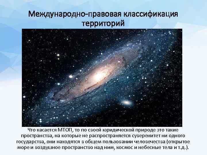 Международно-правовая классификация территорий Что касается МТОП, то по своей юридической природе это такие пространства,