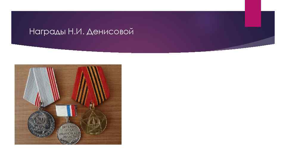 Награды Н. И. Денисовой 