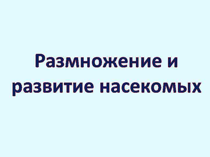 Размножение и развитие насекомых 