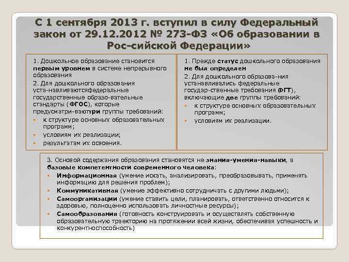 С 1 сентября 2013 г. вступил в силу Федеральный закон от 29. 12. 2012