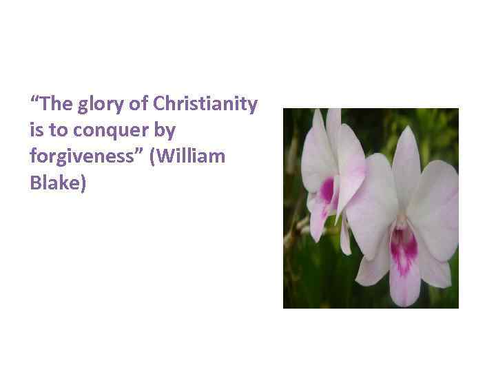 “The glory of Christianity is to conquer by forgiveness” (William Blake) 