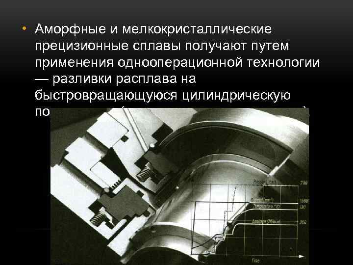  • Аморфные и мелкокристаллические прецизионные сплавы получают путем применения однооперационной технологии — разливки