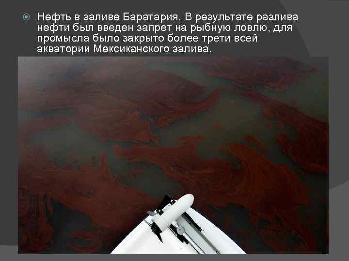 Разлив нефти в мексиканском заливе презентация