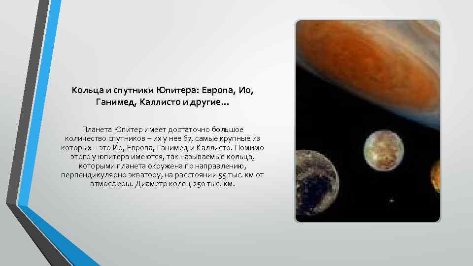 Кольца и спутники Юпитера: Европа, Ио, Ганимед, Каллисто и другие. . . Планета Юпитер