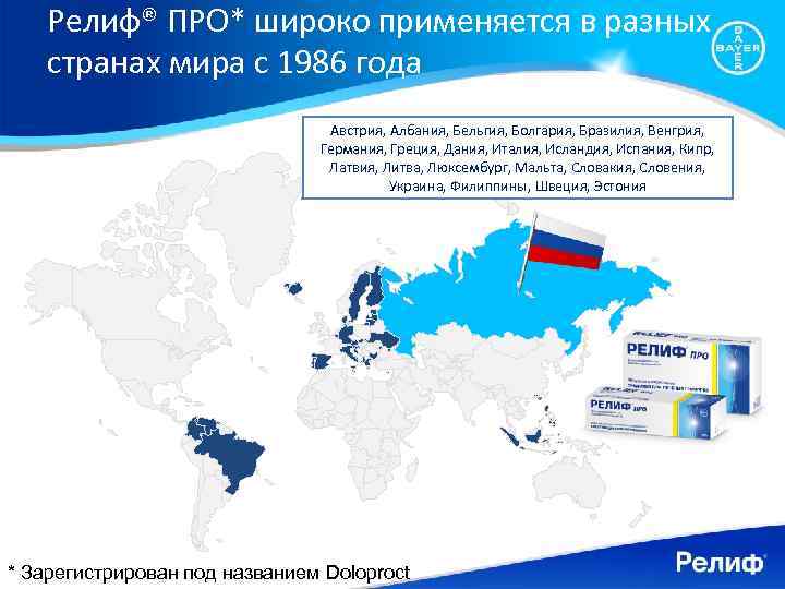 Релиф® ПРО* широко применяется в разных странах мира с 1986 года Австрия, Албания, Бельгия,