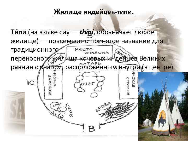 Жилище индейцев-типи. Ти пи (на языке сиу — thípi, обозначает любое жилище) — повсеместно