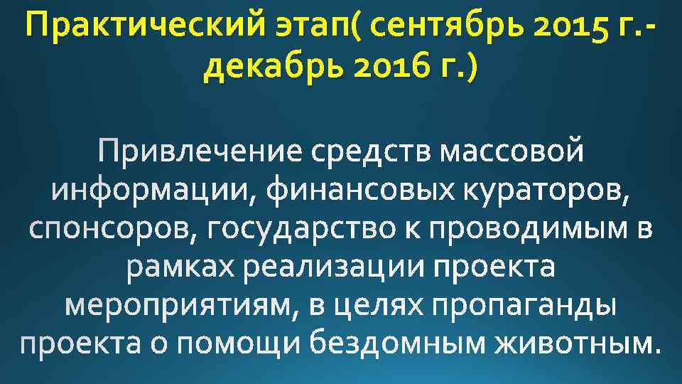 Практический этап( сентябрь 2015 г. декабрь 2016 г. ) 
