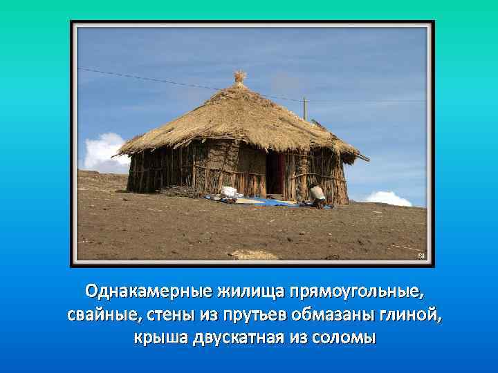 Однакамерные жилища прямоугольные, свайные, стены из прутьев обмазаны глиной, крыша двускатная из соломы 